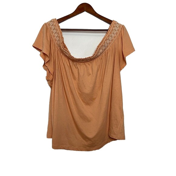 Torrid Women's 2x Orange Cotton Blouse Top Wide Neck Short Sleeve Flowy - Picture 1 of 6